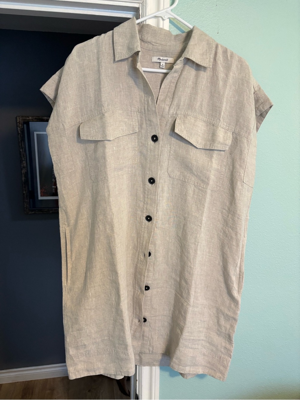 Madewell Neutral Linen Short-Sleeve Button-Down Shirt